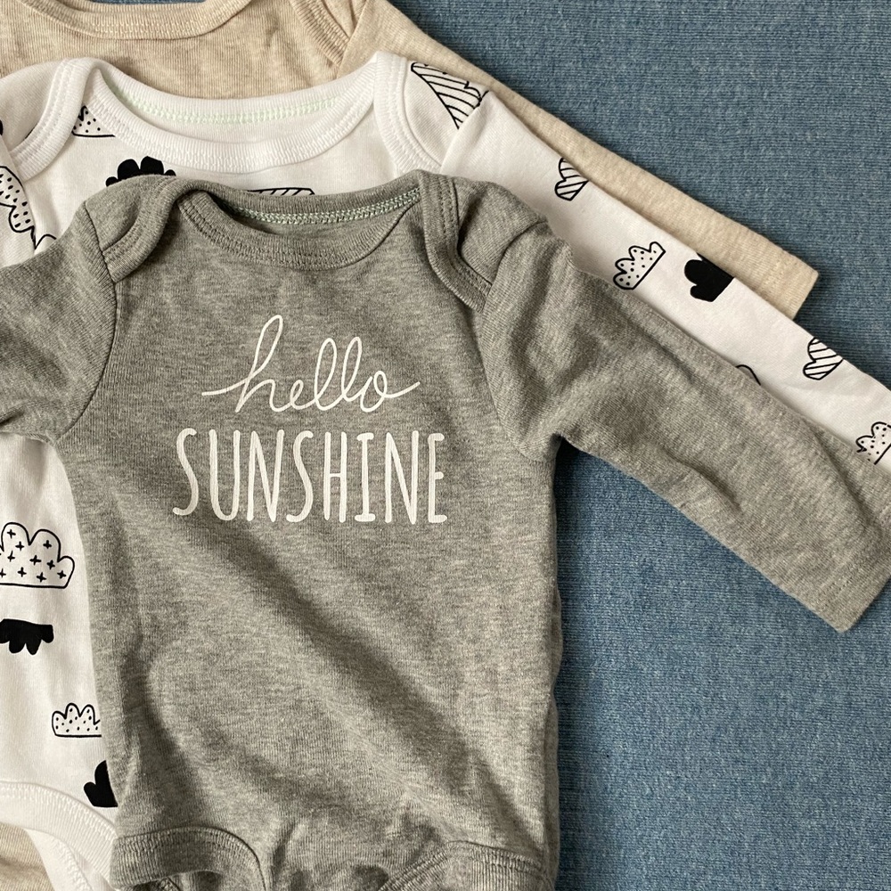 3 pack Cloud Island long-sleeve onesies